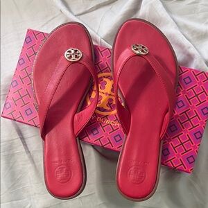 Tory Burch Benton Thong Red Slide Sandals